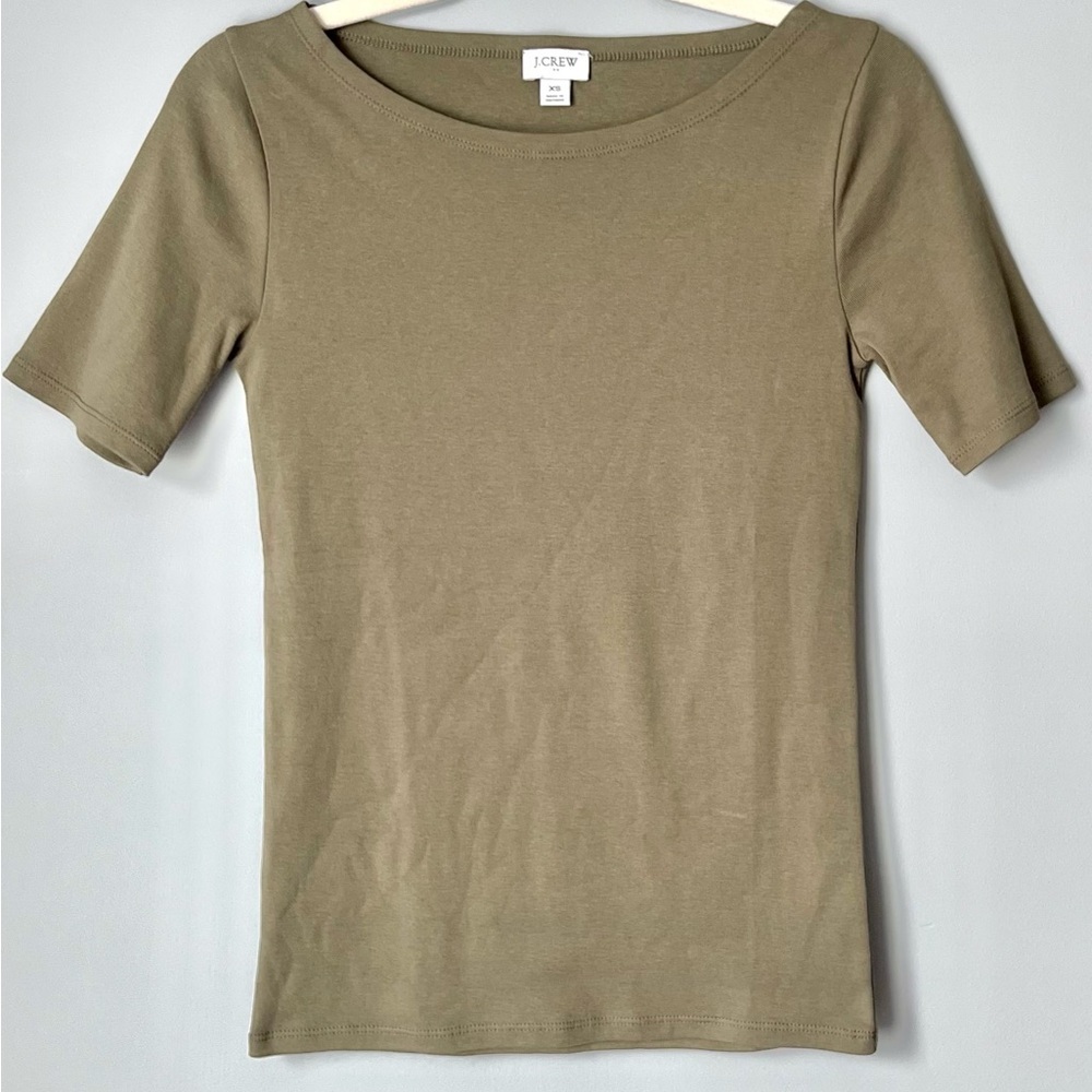 J.Crew Perfect-Fit Open-Neck Tee | Frosty Olive | Size XS